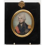 A 19th century oval portrait on ivory of  Vice Admiral Lord Nelson:,