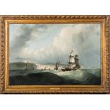 Attributed to Louis Thomas Francia [1795-1821]-
Running up the Channel off Dover:-
oil on canvas
51