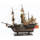 A wood block model of the Spanish galleon S Mateo:,