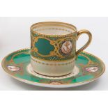 A coffee can and saucer from the Royal Service of the RY Victoria & Albert III, by Copeland:,