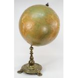 A Philips' 9-inch terrestrial globe on brass stand:,