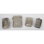 Three small late Georgian silver vinaigrettes,