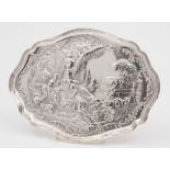 An Edwardian silver dressing table tray, maker William Comyns, London, 1901: of oval outline,