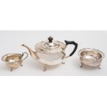 A George V silver three-piece tea service, maker Henry Atkin, Sheffield,