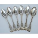 A set of six Victorian silver Kings pattern serving spoons, maker Samuel Hayne & Dudley Carter,