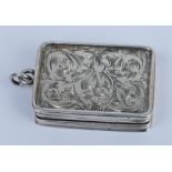 A Victorian silver vinaigrette, maker Francis Clark, Birmingham, 1840: of rectangular outline,