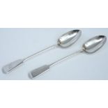 A pair of Victorian provincial fiddle pattern serving spoons, maker Thomas Hart Stone, Exeter,