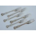 A set of four Victorian Queens pattern dessert forks,