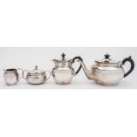 A George V silver four-piece tea service, maker Thomas Bradbury & Sons Ltd, Sheffield,