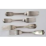 A pair of George IV silver  fiddle pattern table forks, maker William Cummins,