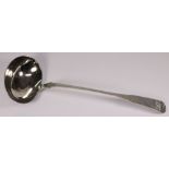 A George III Old English pattern soup ladle, maker's mark worn possibly DL for Dorothy Langlands,