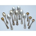 A set of six Victorian Queens pattern dessert spoons, maker Joseph & Albert Savory, London 1852:,