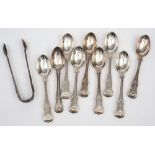 A set of eight Victorian Kings pattern tea spoons, maker Chawner & Co (George William Adams),