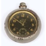 An Ingersol open faced pocketwatch: with Arabic dial and subsidiary seconds dial contained in a