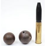 A 2 PR No 1 MK II shell:, the base and projectile stamped as per title and dated 1942,