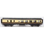 Exley, a 3rd/brake passenger corridor coach:, in GWR cream and brown livery.