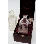 An engraved lead crystal decanter and stopper 'Through the Double Oxer' by Zaglo:, in a fitted case,