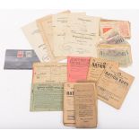 Five WWII German Award documents:, for War Merit Cross and Wound badges dated between 1941-1945,