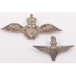 A sterling silver RAF sweetheart brooch and a similar parachute Regiment brooch:.