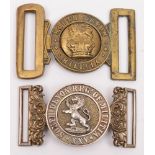 A South Devon militia two piece brass belt buckle:,