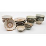 Tek Sing Cargo - five Swatow dishes and five matching stands and fifteen Chinese porcelain bowls: