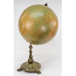 A Philips' 19-inch terrestrial globe on brass stand:,