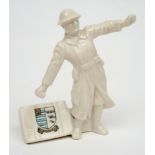 A World War One Period Grafton China Crested model 'The Bomb Thrower, with Bognor crest:,