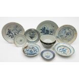 Tek Sing Cargo - ten Chinese porcelain plates and shallow dishes: each of circular form and painted