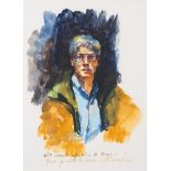* Robert O Lenkiewicz [1941-2002]-
Portrait of Hans de Rijke:-
signed and inscribed as a gift to