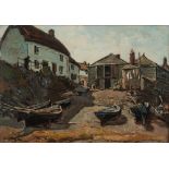 * Hurst Balmford [1871-1950]-
A fishing village:-
signed oil on board
39 x 55.5cm.