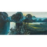 * Alan Cotton [b.1936] - 
River Otter, Evening, 1979:-
signed and dated
oil on canvas
49 x 100cm.