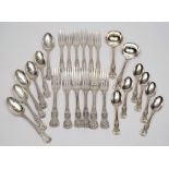 A matched silver Kings pattern part flatware service,