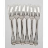 A set of six Edward VII silver dessert forks, maker George Jackson & David Fullerton, London,