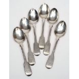 A set of five Victorian silver teaspoons, maker Henry Holland, London,