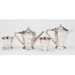 A George V silver four-piece tea service, maker William Bruford & Son Ltd, London,