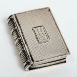 A William IV silver vinaigrette, maker Thomas Lawrence, Birmingham, 1837: inscribed, of book form,