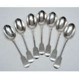 A set of seven George V silver fiddle pattern table spoons, maker Carrington & Co, London,