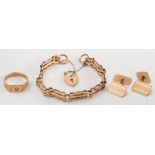 A gold three bar, gate-link bracelet,