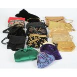 A group of various evening bags, purses:,