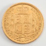 A Victorian sovereign dated '1855':.