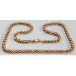 A 9ct gold necklace: of heavy, circular links, 47gms gross weight.