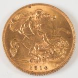 A George V half sovereign dated '1914':.