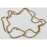 An 18ct gold slim-line necklace:, approximately 35gms gross weight.
