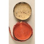 France: document seal. Wax seal in metal box, dated text (16. Mars 1819) with lid. Condition: II