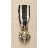 Prussia: Royal house order of Hohenzollern, knights cross with swords miniature. Gilded, enameled,