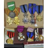 Belgium: Collection of 31 decorations. Various, mostly on ribbons, with devices; partially in box.