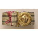 Prussia: officers parade belt buckle. Gilded, belt with liner. Condition: II Preussen: Leibbinde für