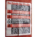 Austria: Election wall paper for the Anschluss to the 3. Reich 1938. Folded, edges with tears. 123 x