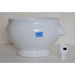 Wehrmacht saucer and SS-egg-cup. White glaced china, with lions heads, marked eagle, Bauscher,