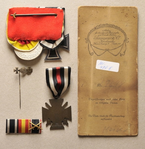 Baden: Property of a brave soldier. Medalbar, ribbonbar, miniature needle and picture of member. - Image 2 of 3